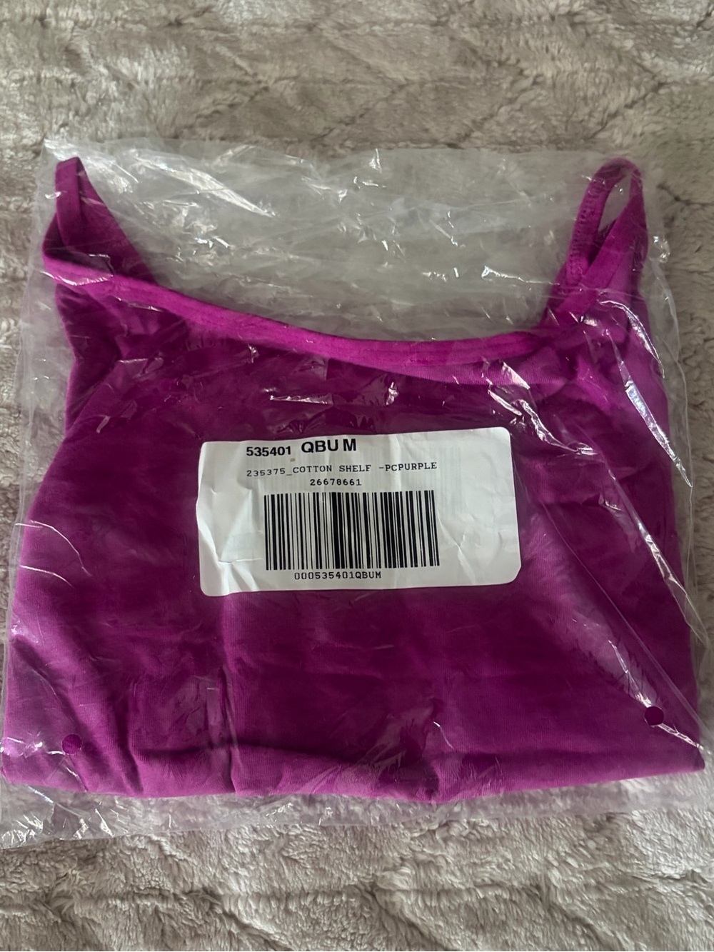 PINK Cotton Shelf Crop Top Camisole Magenta Purple